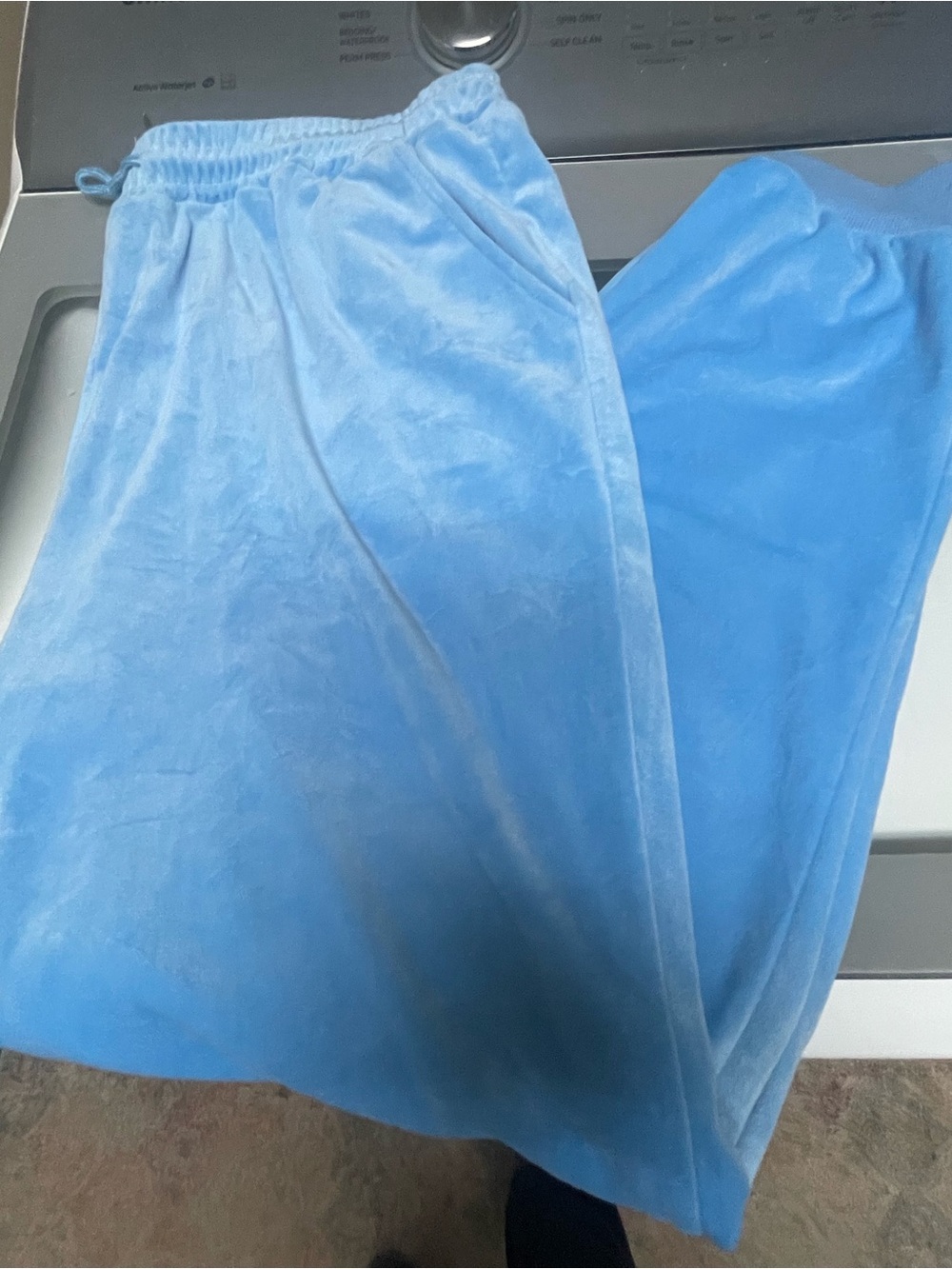 Women’s Blue Velour Elastic-Waist Jogging Pants